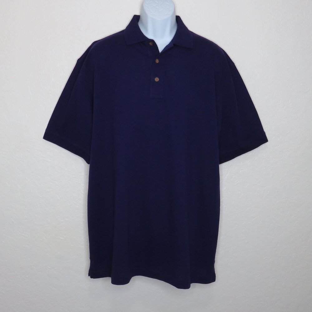 Antigua* Men's Short Sleeve 3 Button Straight Hem‎ Textured Polo Shirt~ Large